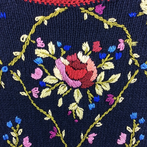 All Points Women's Floral Embroidered Sweater - Black - Picture 5 of 7